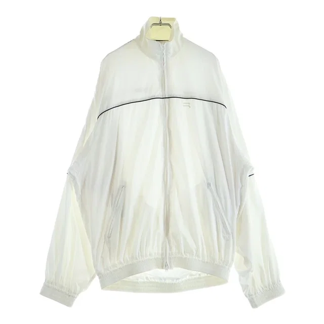 Balenciaga 21 SS Sporty Logo Embroidery Nylon Track Jacket White in White Nylon from The Reluxe
