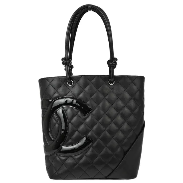 Chanel 2008-2009 Black Calfskin Cambon Ligne Tote Handbag in Black Calfskin from AMORE Vintage Tokyo
