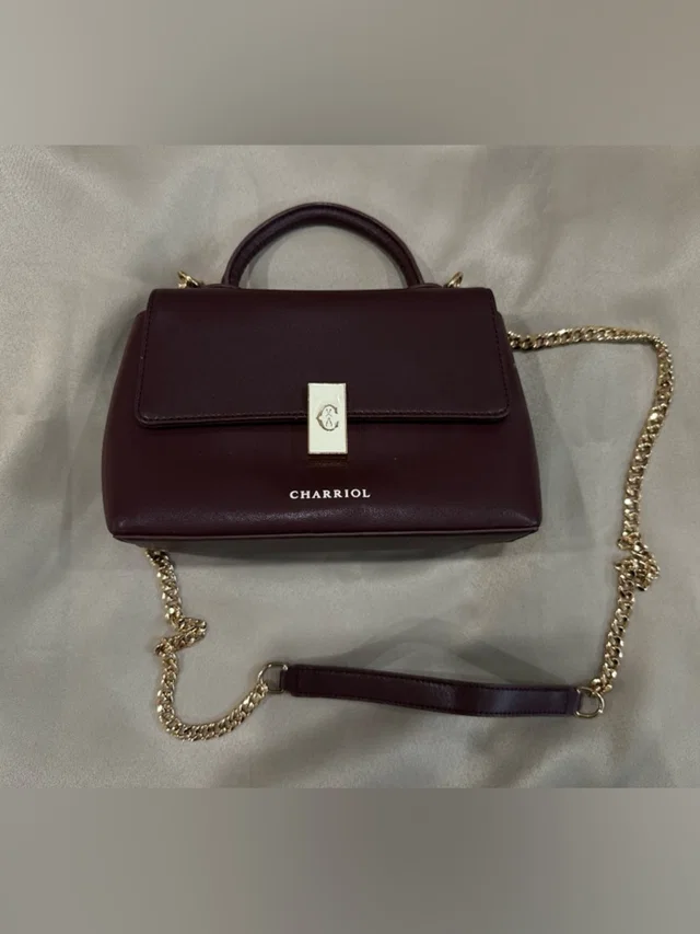 Charriol Burgundy Leather Satchel With Gold Chain Strap in red Leather from Poshmark, photo 1 of 1