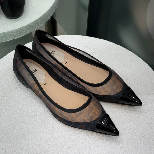 Fendi Mesh FF Zucca Ballerina Flats Sz 36.5 from Revivre