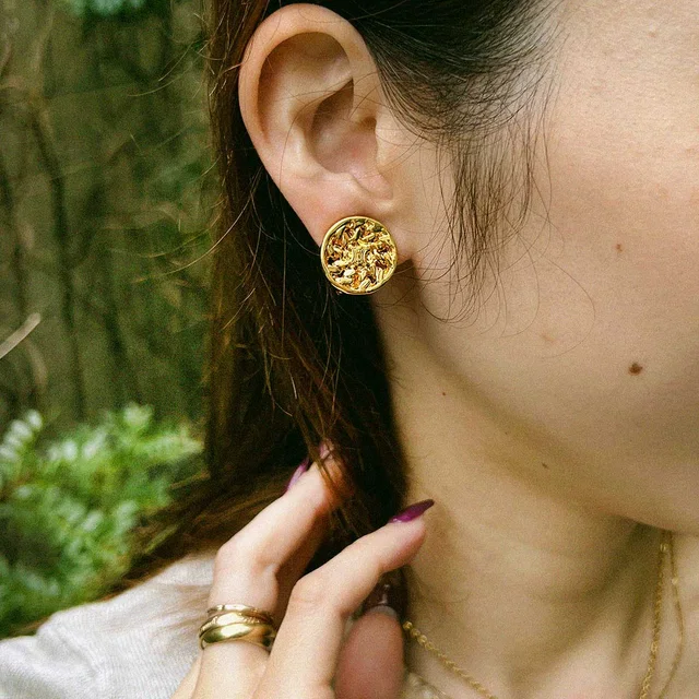 Celine Round Triomphe Motif Necklace Gold in Gold from VINTAGE QOO TOKYO