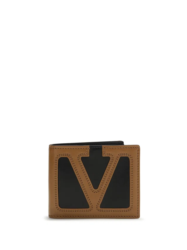 Valentino Garavani Vlogo Signature Leather Wallet — Brown Calf Bos Taurus in Brown Leather from HEWI