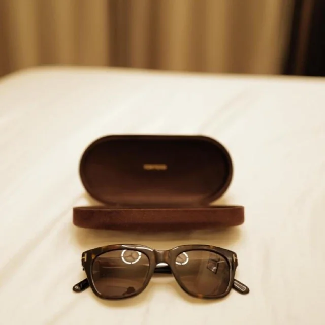 Tom Ford Men's Sunglasses - Brown/Black in black|brown|red from Depop, photo 2 of 8