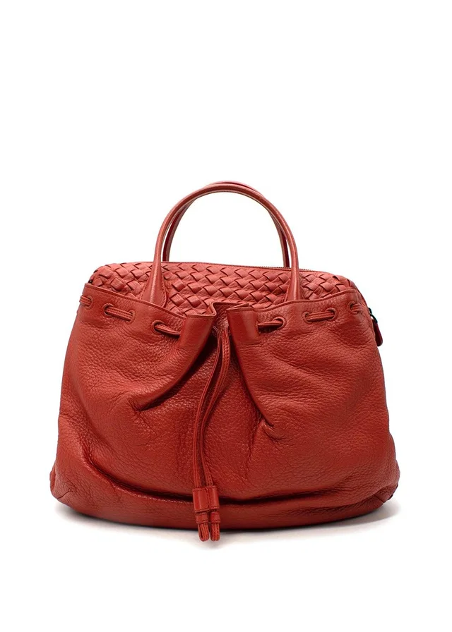 Bottega Veneta Red Leather Intrecciato Bag in Red Woven leather from HEWI