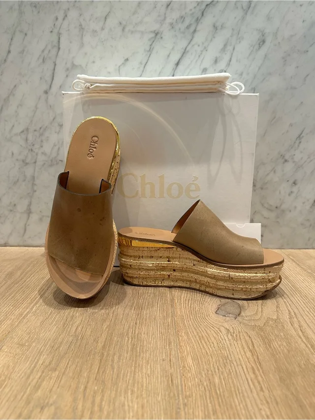 Chloé Cork Flatform in brown|neutral Leather from Poshmark