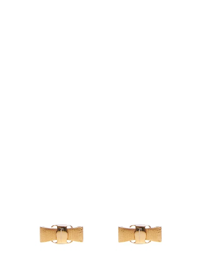Ferragamo Vara Bow Earrings — Gold Brass in Gold from HEWI