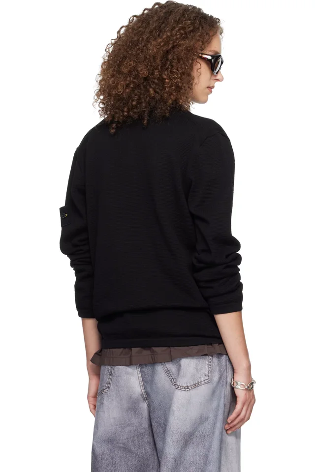 Stone Island Black 5100024 Micro Stitch Soft Organic Cotton Polo, photo 3 of 5 from SSENSE