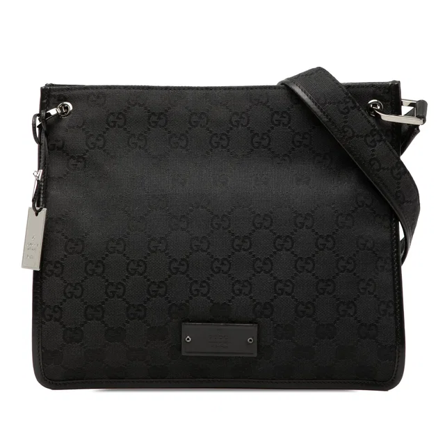 Black Gucci GG Canvas Crossbody in Black Canvas from Designer Revival