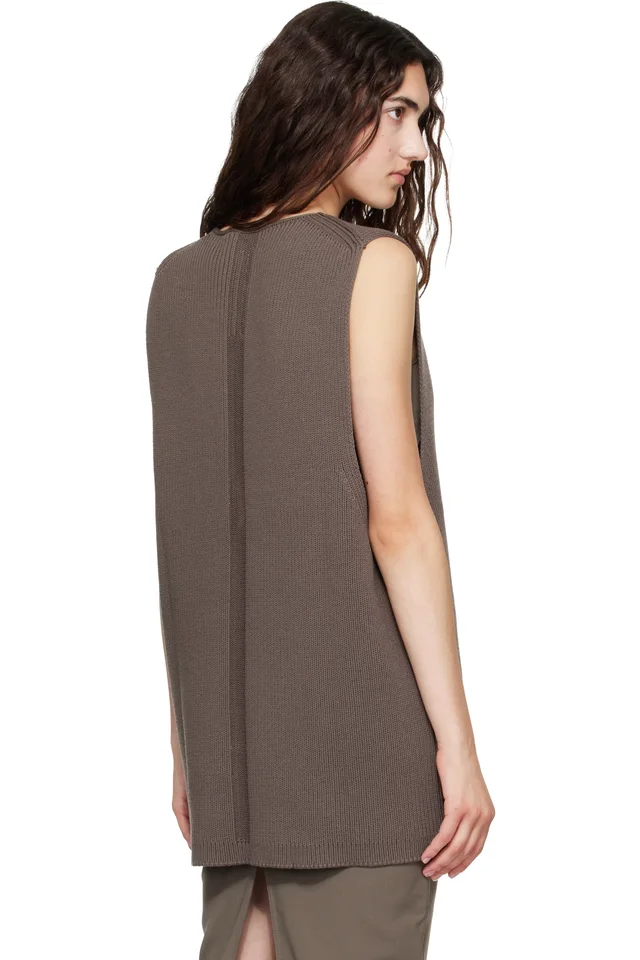 Rick Owens Gray Tower Wool Knit V Neck Vest, photo 3 of 4 from SSENSE