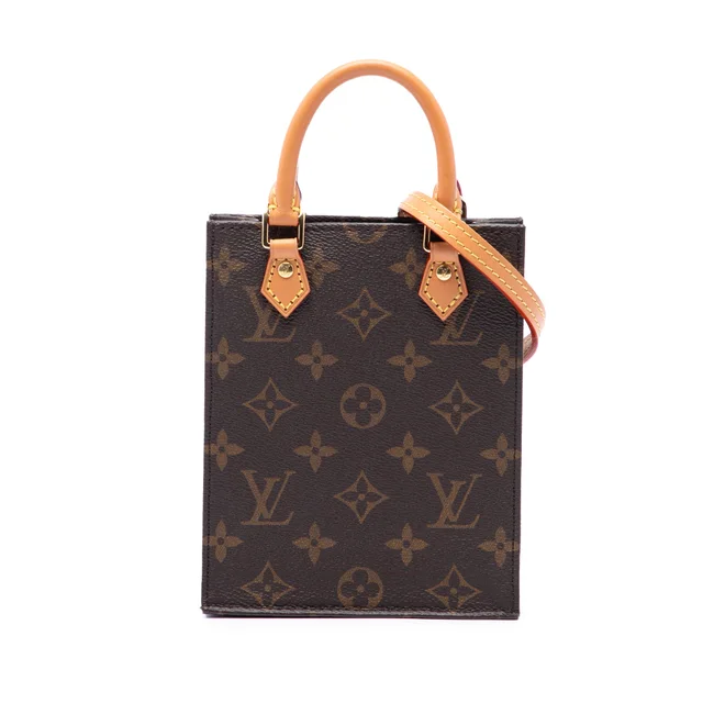 Brown Louis Vuitton Monogram Petit Sac Plat Satchel in Brown Coated canvas from Designer Revival, photo 1 of 1