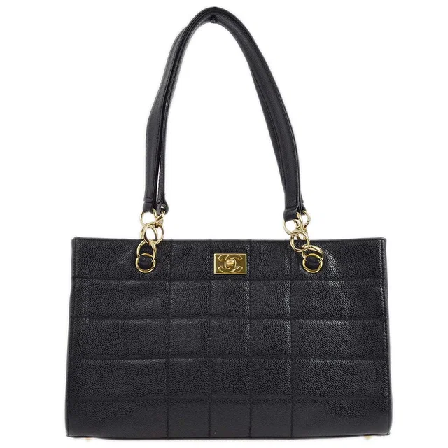 Chanel 2001-2003 Black Caviar Wild Stitch Choco Bar Chain Handbag in Black Caviar leather from AMORE Vintage Tokyo