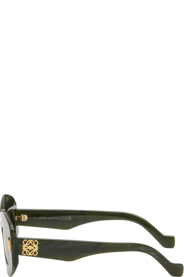 LOEWE Green Chunky Anagram Sunglasses, photo 3 of 4 from SSENSE