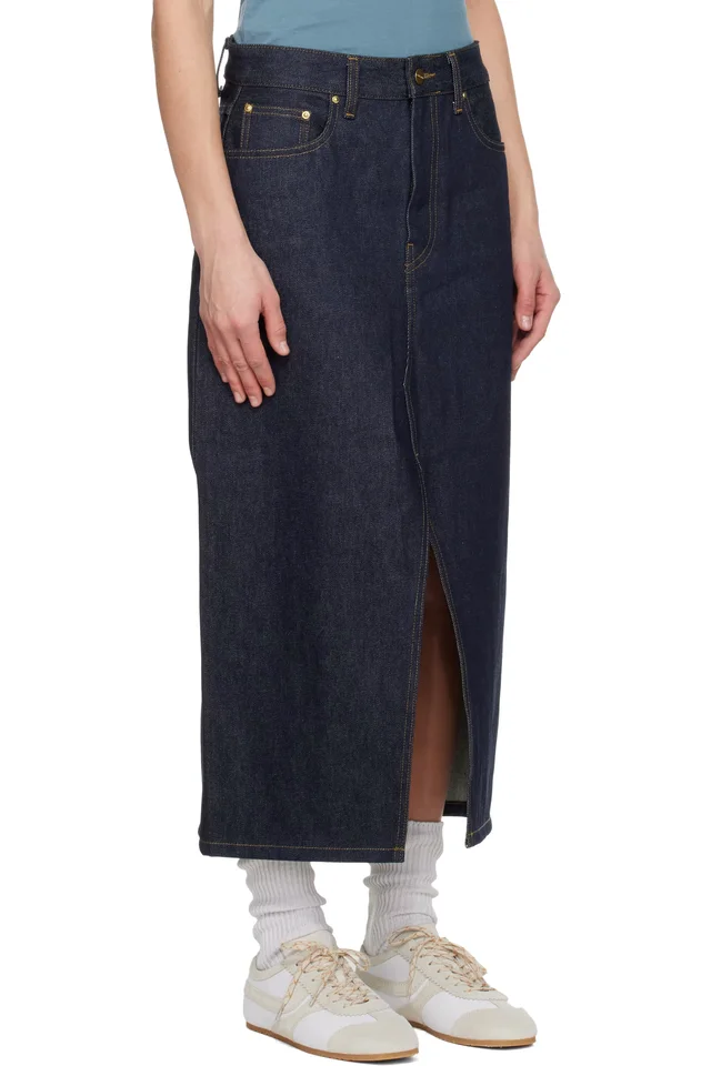 Carhartt Work In Progress Blue Brandon Denim Midi Skirt, photo 2 of 4 from SSENSE