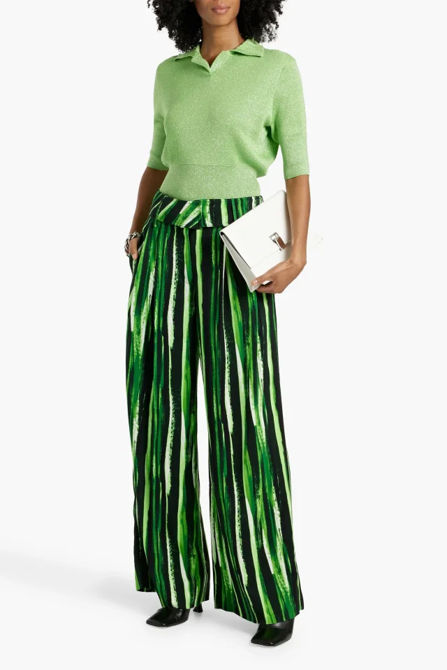 Proenza Schouler Printed Crepe Wide-Leg Pants in Green, photo 2 of 4 from THE OUTNET