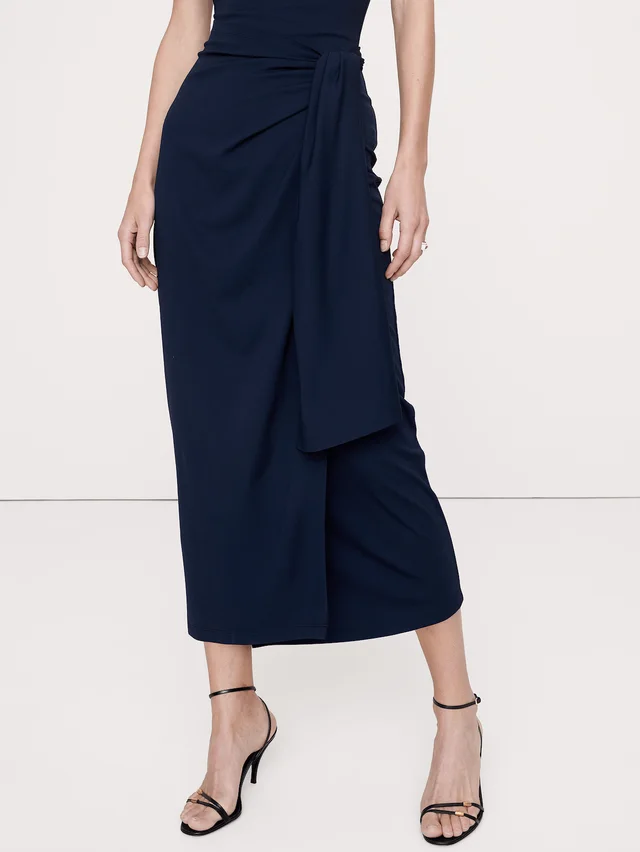 Banana Republic Knit Wrap Midi Dress in Navy Blue, photo 3 of 4 from Banana Republic (Canada)
