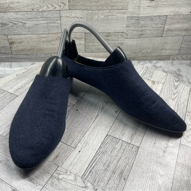 The Row Mules Women 40/9.5m Blue Wool Fabric Pointed Toe Comfort Slippers Flats in blue|black Wool from Poshmark