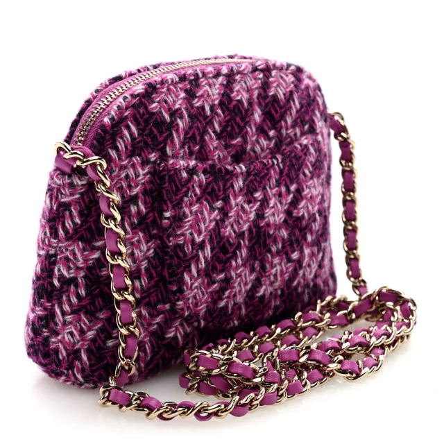 Chanel Quilted Mini Clutch in Purple Tweed from FASHIONPHILE, photo 3 of 11
