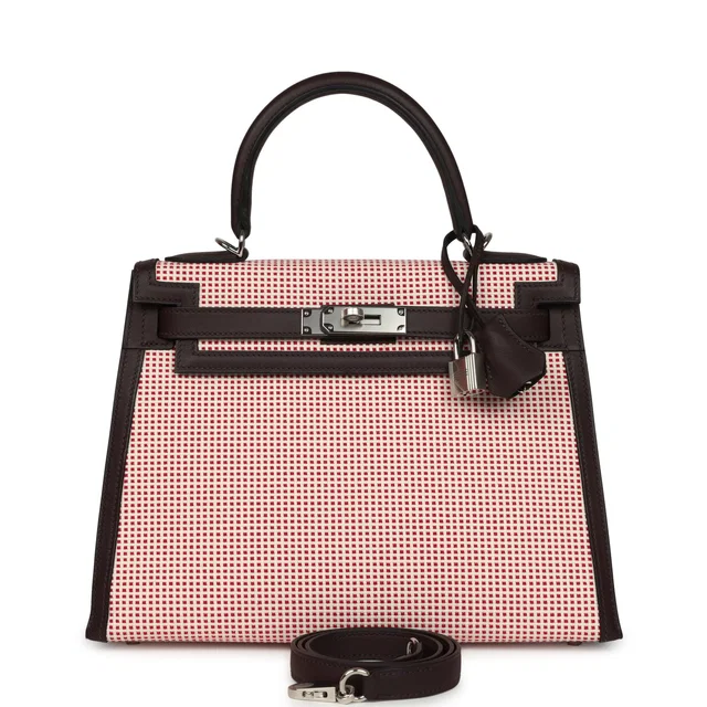 Hermès Quadrille Kelly Sellier 28 Rouge Sellier Swift and Ecru in White Swift leather from Madison Avenue Couture