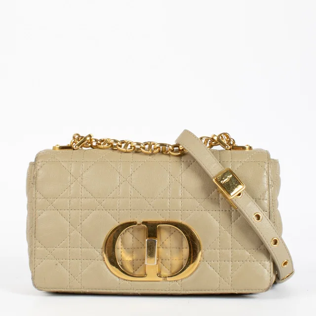 Dior Beige Cannage Small Caro Bag in Beige Calfskin from Labellov