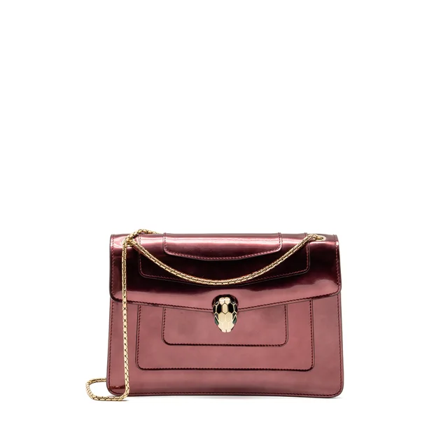 Bvlgari Serpenti Forever Bag patent calfskin dark pink LGHW in Pink Calfskin from EMIER