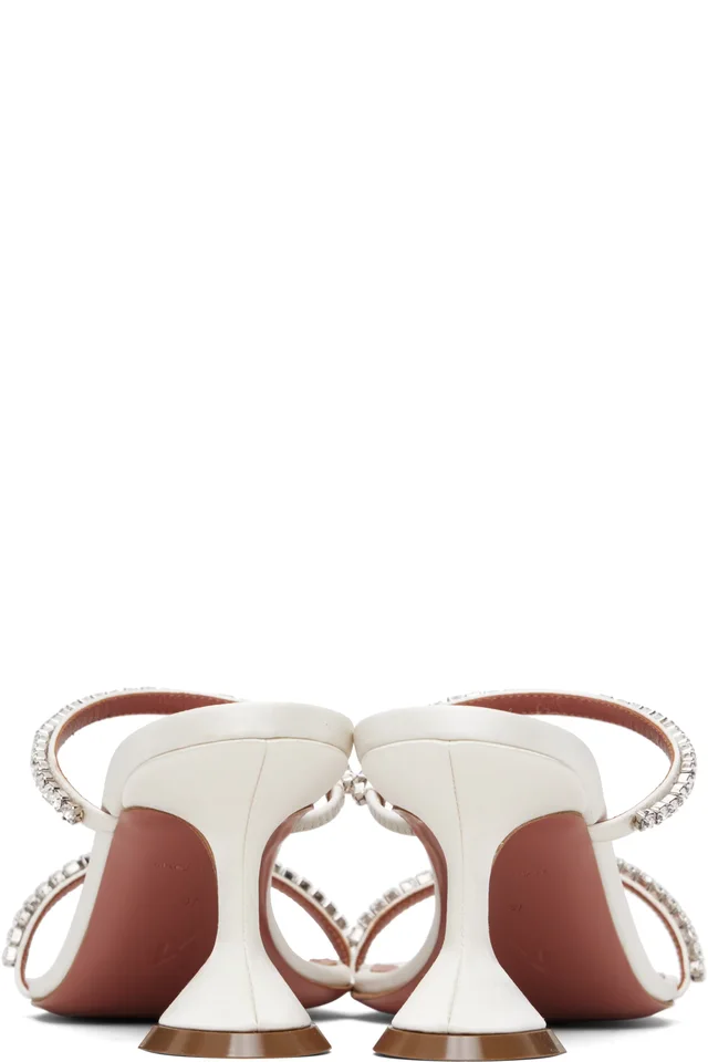 Amina Muaddi White Gilda Slipper 70 Heeled Sandals, photo 2 of 5 from SSENSE