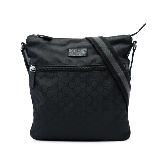 Black Gucci GG Nylon Web Crossbody in Black Nylon from Designer Revival