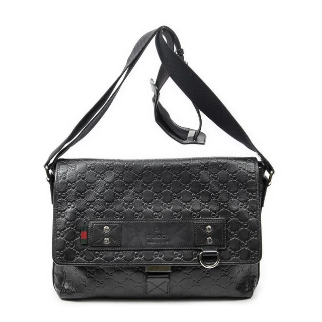 Gucci Web Media Messenger Black Guccissima in Black from The Reluxe