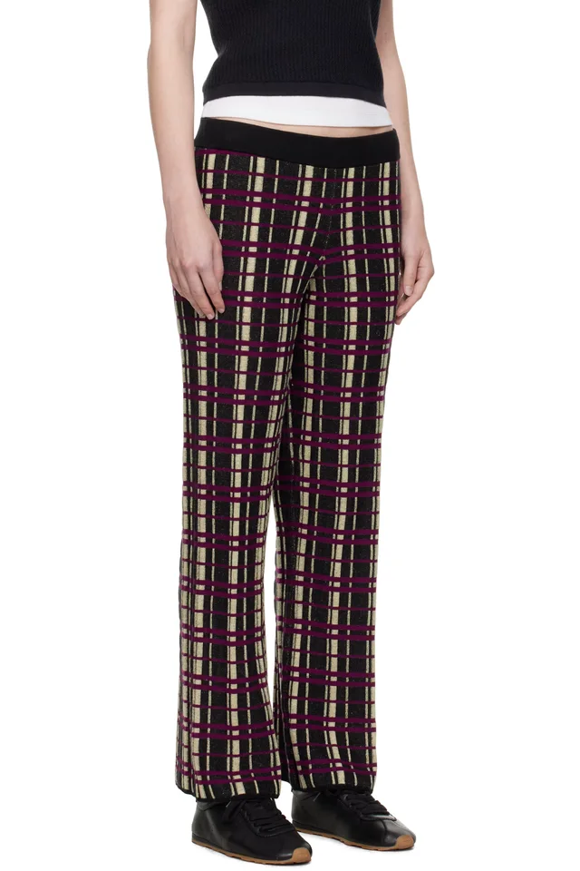 Guest in Residence Black & Purple Plaid Flare Lounge Pants, photo 2 of 4 from SSENSE