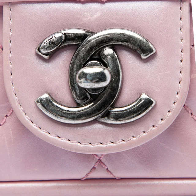 Pink Chanel Mini Quilted Metallic Calfskin Coco Pleats Chain Flap Crossbody Bag in Pink Calfskin from Designer Revival, photo 2 of 2