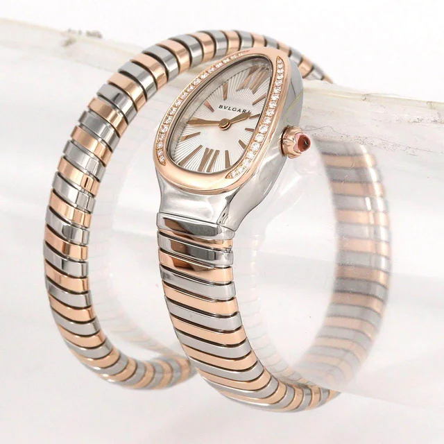 Bvlgari Serpenti Tubogas Stainless Steel Pink Gold Quartz in Pink from LuxUness, photo 2 of 2