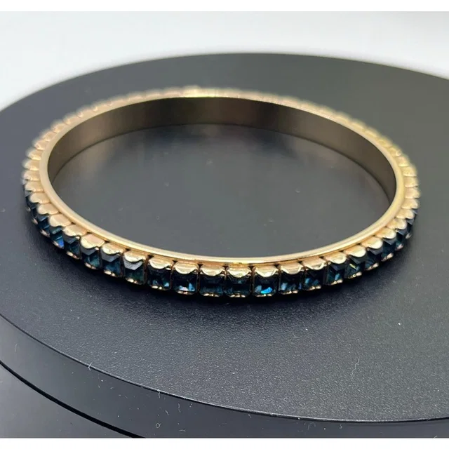 Swarovski Vintage 1980's Blue Crystal Unsigned Bangle Gold Tone Bracelet in gold|blue from Poshmark
