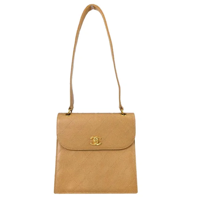 Chanel 1997-1999 Beige Caviar Skin Handbag in Beige Caviar leather from AMORE Vintage Tokyo