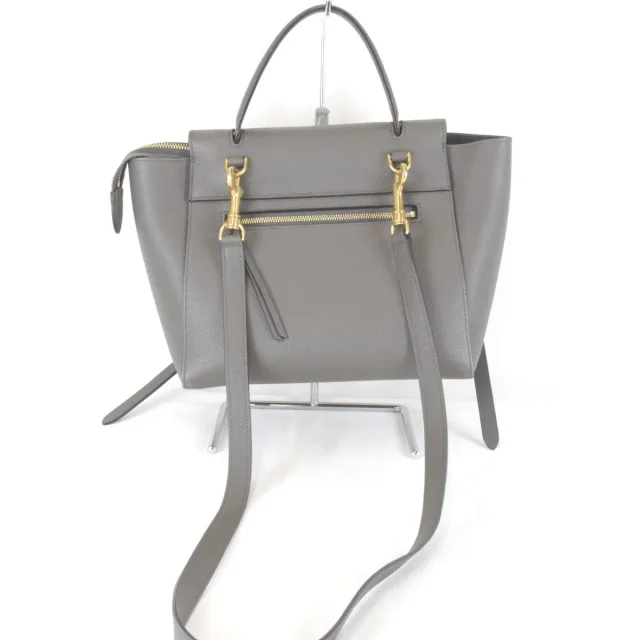 Celine Belt Bag Leather Shoulder Bag in Gray Calfskin from LuxUness, photo 3 of 9