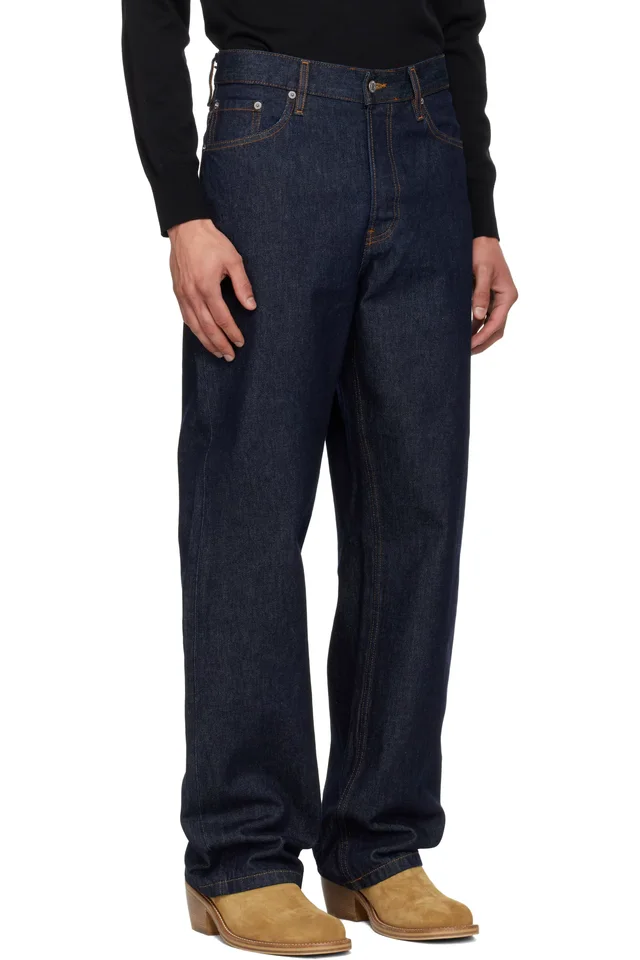 Dries Van Noten Navy Loose Fit Jeans, photo 2 of 4 from SSENSE