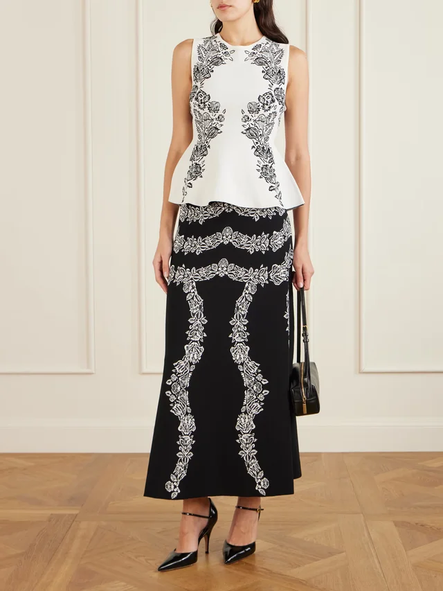 ULLA JOHNSON Valencia floral-jacquard midi skirt in Black, photo 2 of 2 from NET-A-PORTER (Canada)