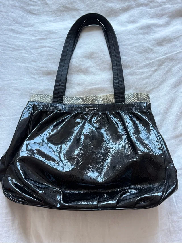 Furla Vintage Black Pure With Snake Print Trim in black|gray Patent leather from Poshmark