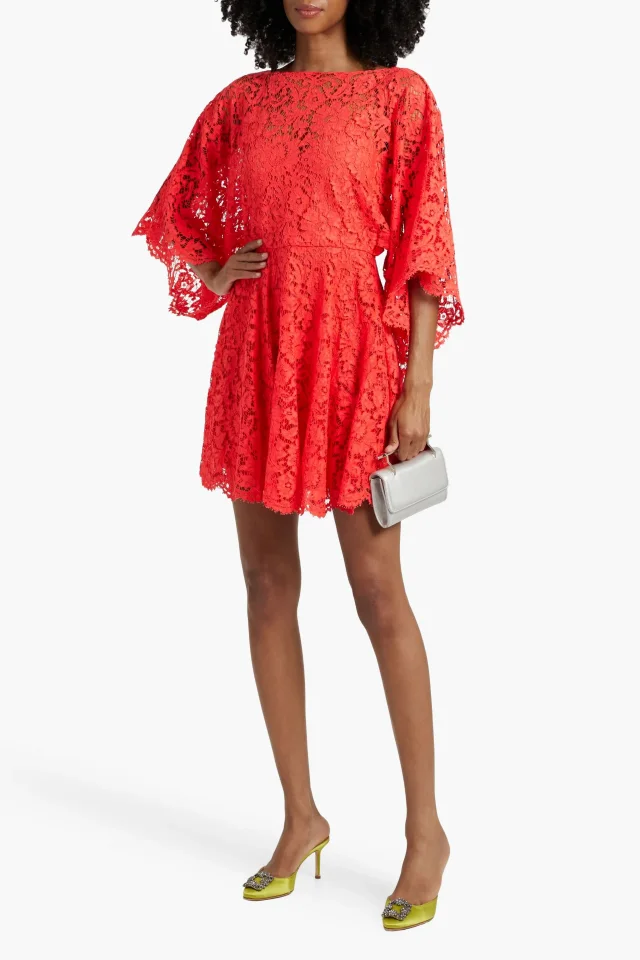 Valentino Garavani Corded Lace Mini Dress in Papaya, photo 2 of 4 from THE OUTNET