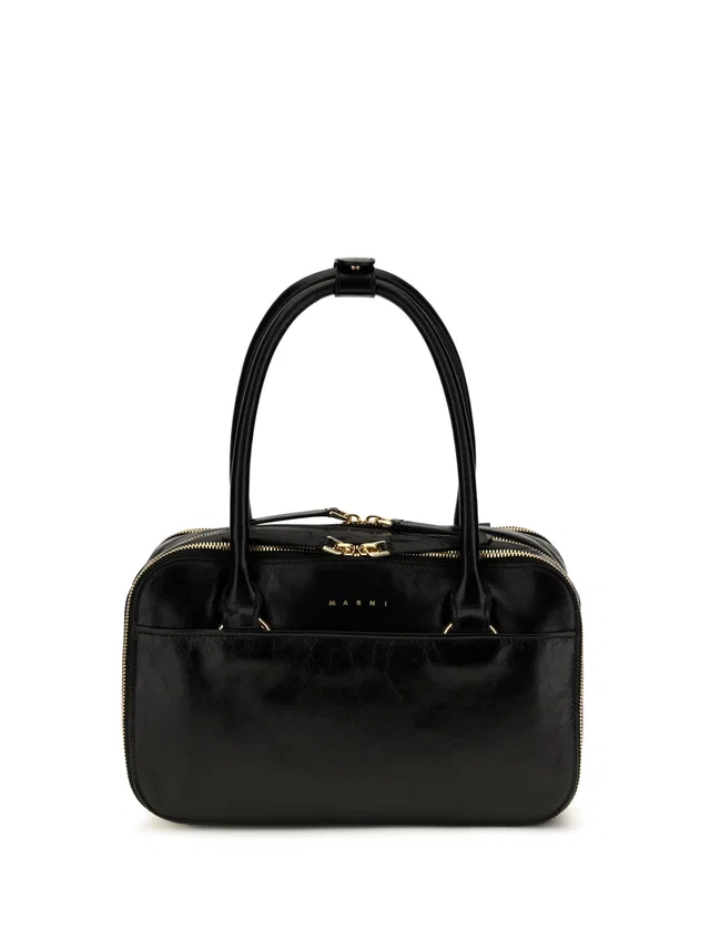 Marni Boxyne Top Handle Bag — Black Calf Leather in Black Calfskin from HEWI