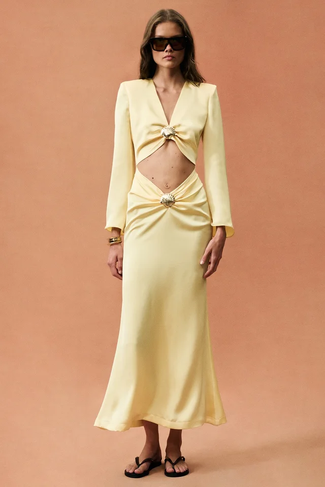 Rowen Rose for FWRD Cut Out Maxi Dress in Yellow from FWRD, photo 1 of 1