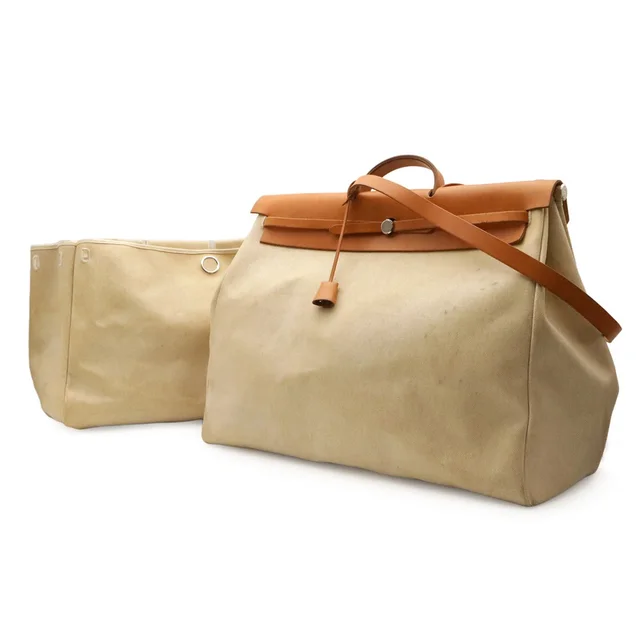 Hermès Herbag TGM 2-Way Shoulder Bag Toile Officier Leather Natural Brown in Brown Leather from The Reluxe