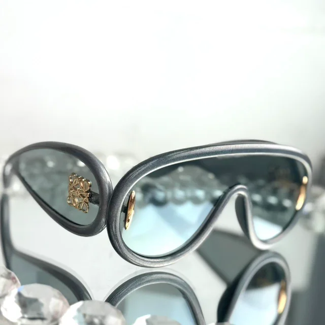 Loewe Women's Aviator Sunglasses - Silver/Grey in silver|gray from Depop, photo 2 of 6