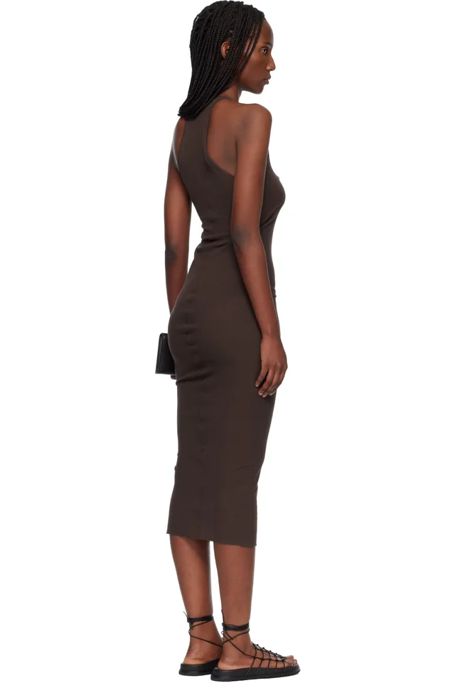 Rick Owens Brown Temple Tank Midi Dress, photo 3 of 4 from SSENSE
