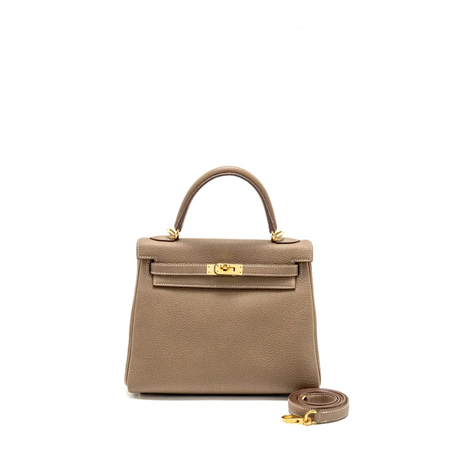 Hermès Kelly 25 Togo Etoupe GHW Stamp Z in Taupe Togo leather from EMIER