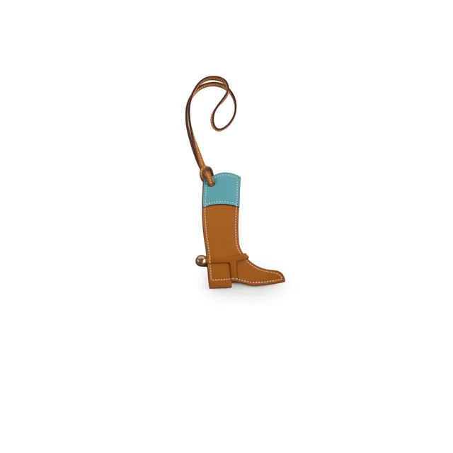 Hermès Paddock Boots Bag Charm Celeste/Bleu Jean from The Purse Affair