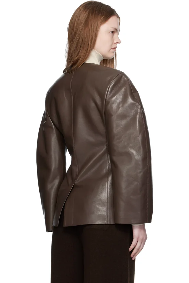 Nanushka Brown Erina Regenerated Leather Blazer, photo 3 of 4 from SSENSE