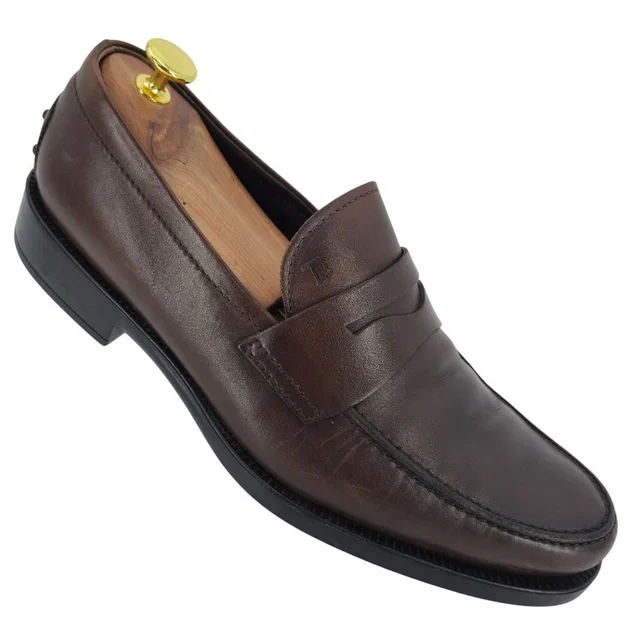 Tod's Italy Brown Leather Penny Loafers Mens Size 9 Dress Shoes Driving Slip-Ons in black|brown|red Leather from Poshmark
