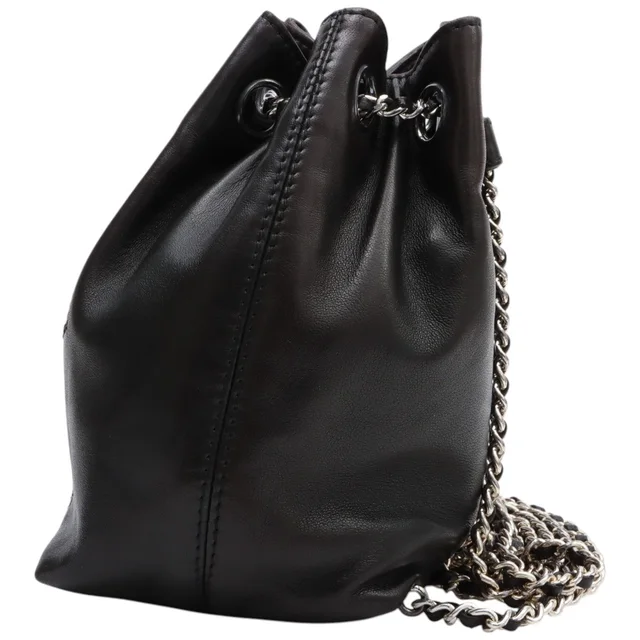 Chanel Around 1995 CC mark stitch drawstring chain backpack mini black from VINTAGE QOO TOKYO, photo 2 of 2