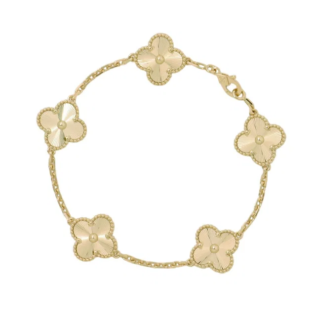Van Cleef & Arpels Vintage Alhambra Bracelet 5 motifs guillocheVCARP3JK00 18K Yellow Gold in Yellow from GALLERY RARE