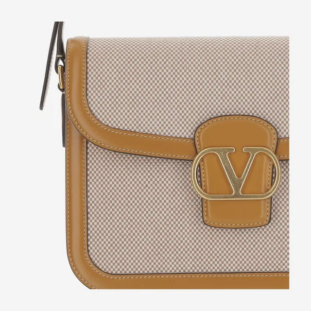 Valentino Garavani Canvas With Leather Trim Shoulder Bag — Beige in Beige Canvas from HEWI