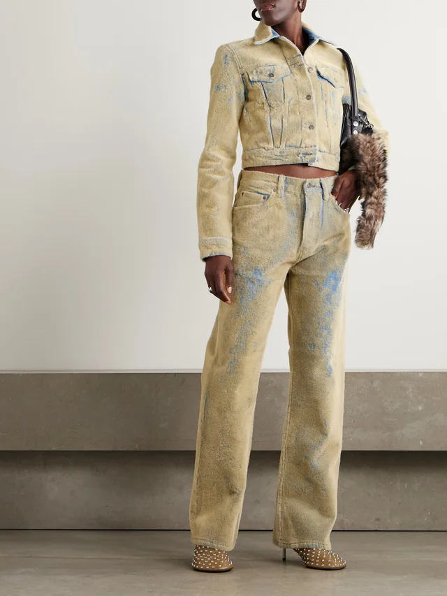 ACNE STUDIOS Flocked straight-leg jeans in Beige, photo 2 of 2 from NET-A-PORTER (Canada)